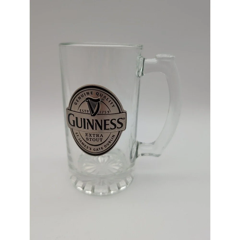 Guinness Beer Glass Mug Tankard with Metal Badge Limited Edition Heavy